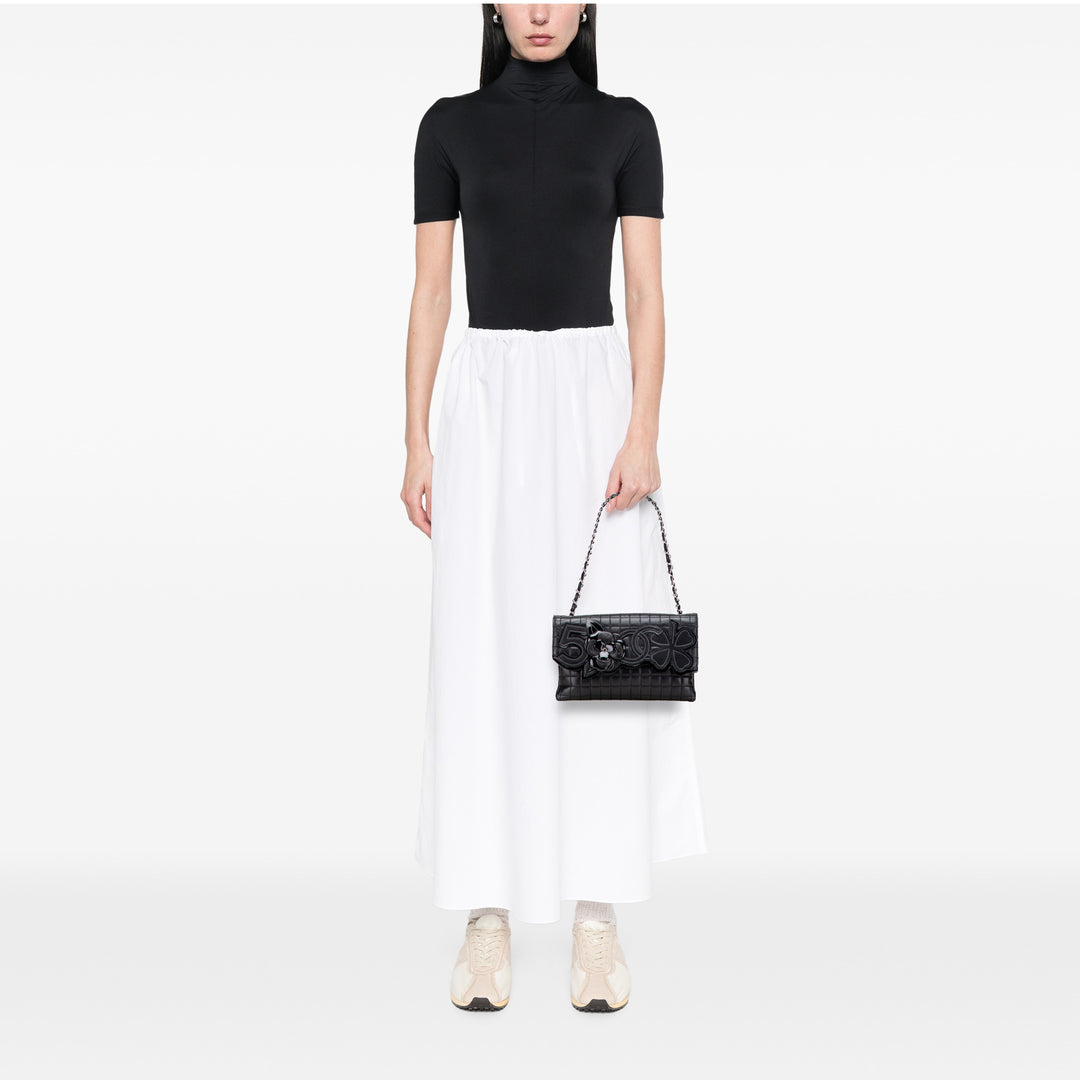 Choco Bar Calfskin No. 5 Camellia CC Shoulder Bag Black - Gaby Paris