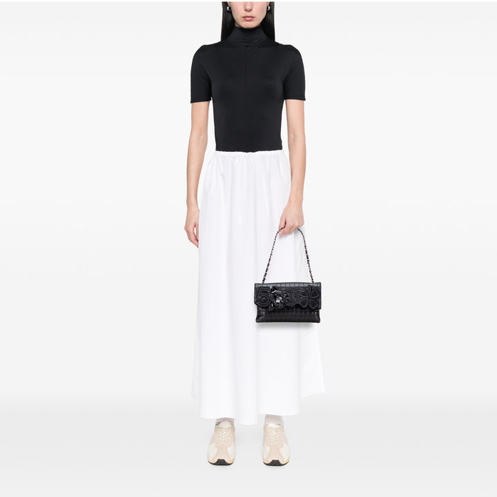 Choco Bar Calfskin No. 5 Camellia CC Shoulder Bag Black - Gaby Paris