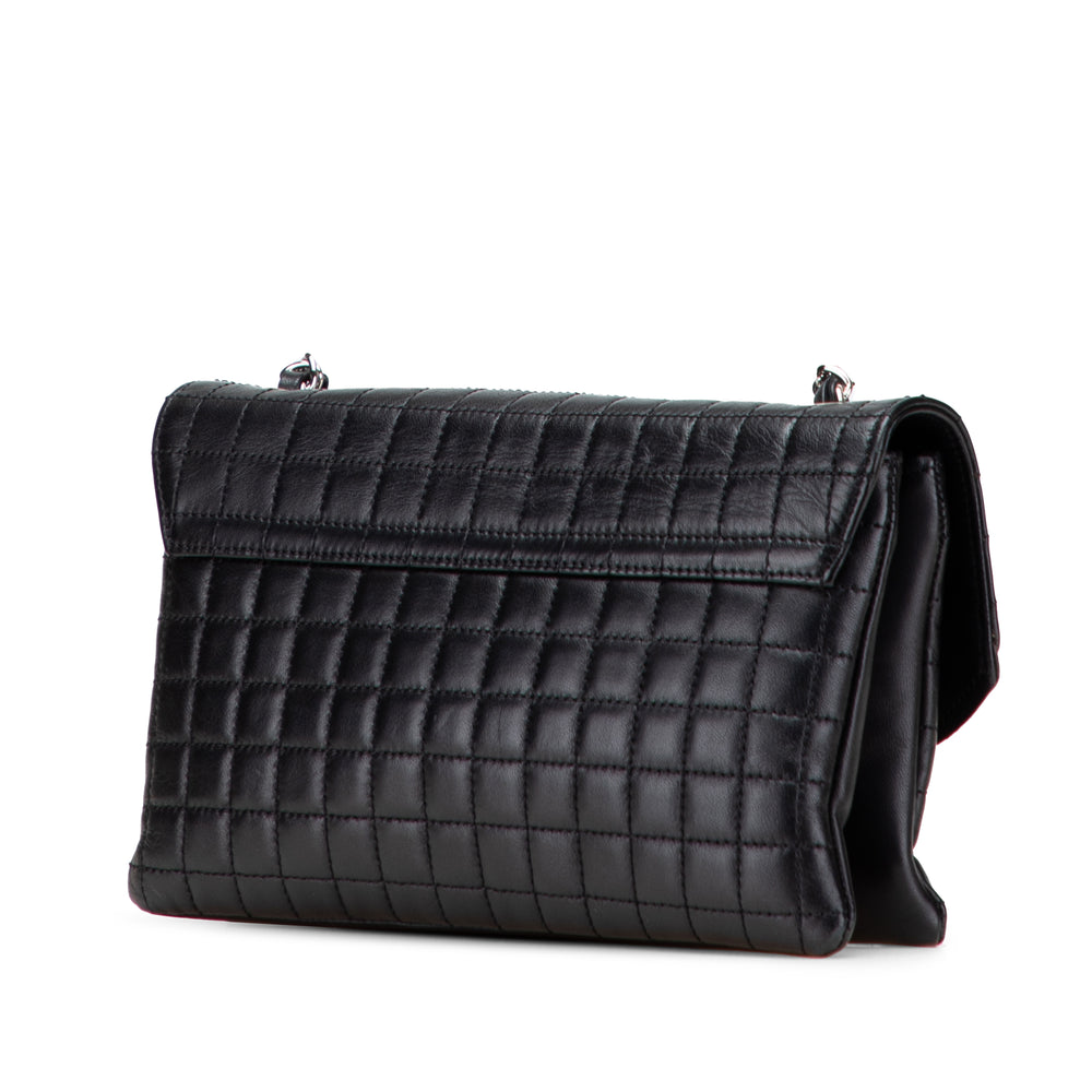 Choco Bar Calfskin No. 5 Camellia CC Shoulder Bag Black - Gaby Paris
