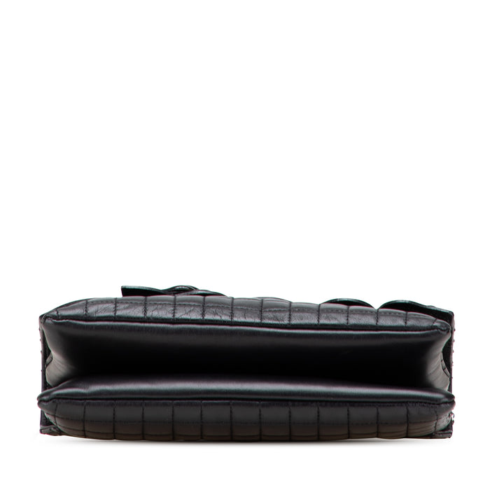 Choco Bar Calfskin No. 5 Camellia CC Shoulder Bag Black - Gaby Paris
