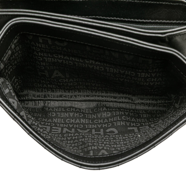 Choco Bar Calfskin No. 5 Camellia CC Shoulder Bag Black - Gaby Paris