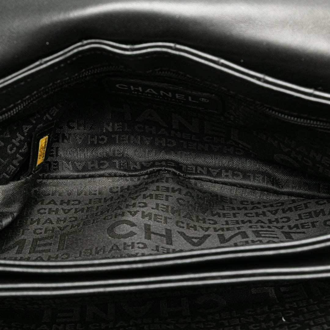 Choco Bar Calfskin No. 5 Camellia CC Shoulder Bag Black - Gaby Paris