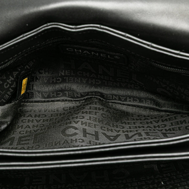 Choco Bar Calfskin No. 5 Camellia CC Shoulder Bag Black - Gaby Paris