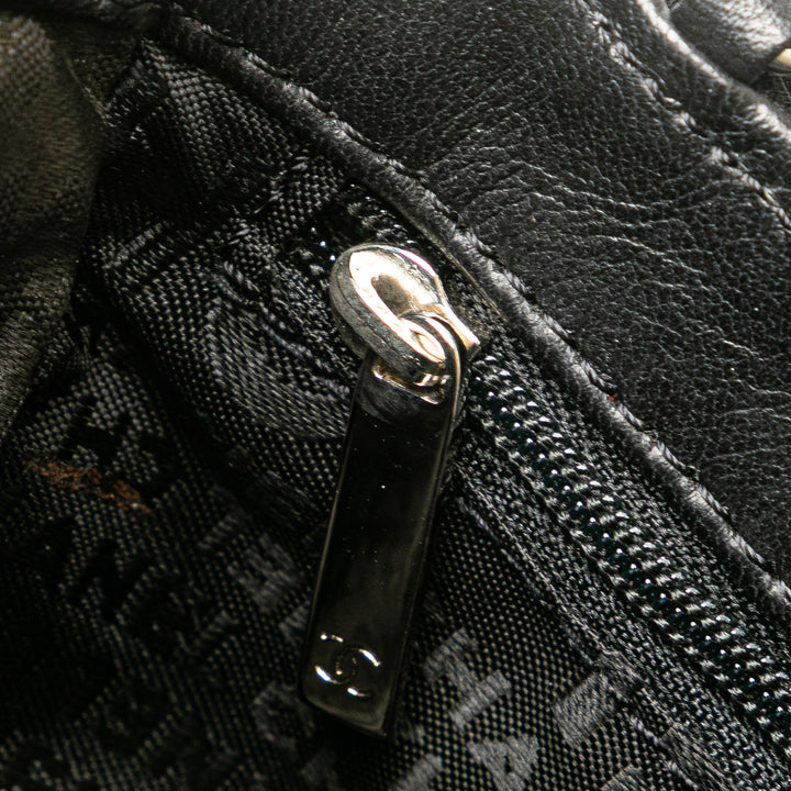 Choco Bar Calfskin No. 5 Camellia CC Shoulder Bag Black - Gaby Paris