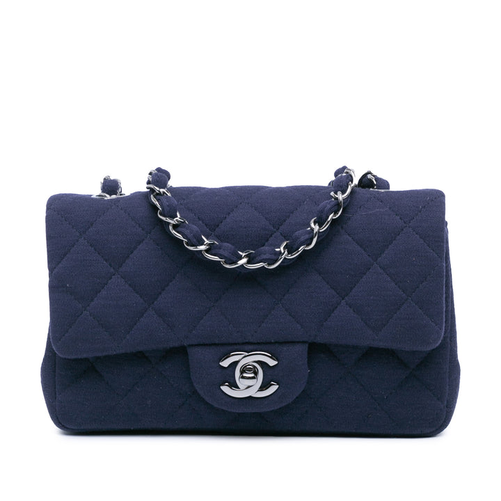 Mini Rectangular Classic Jersey Single Flap Blue - Gaby Paris