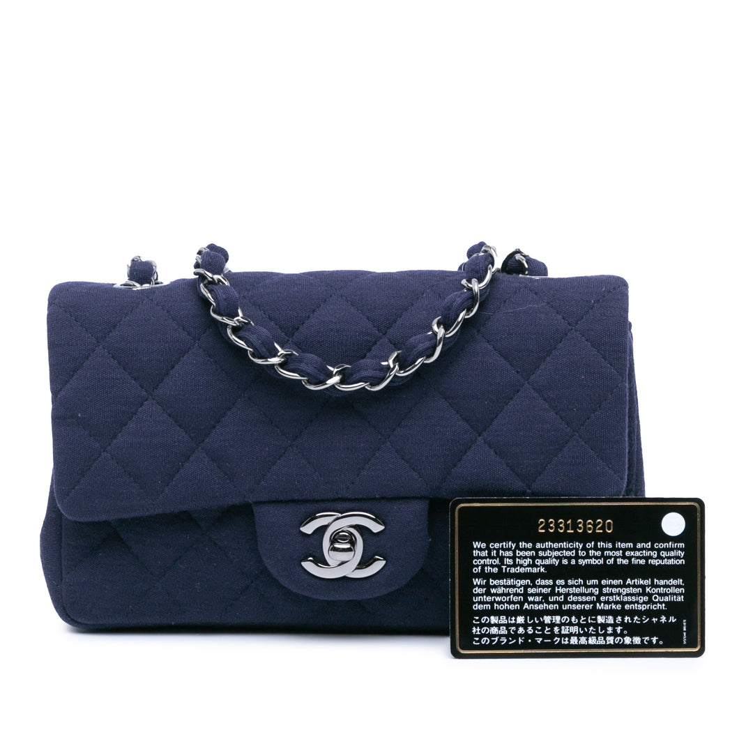 Mini Rectangular Classic Jersey Single Flap Blue - Gaby Paris