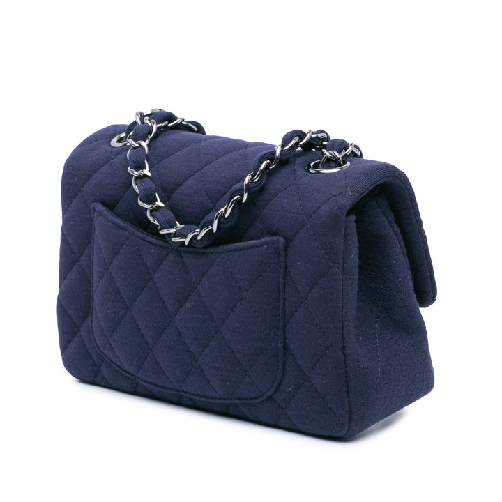 Mini Rectangular Classic Jersey Single Flap Blue - Gaby Paris