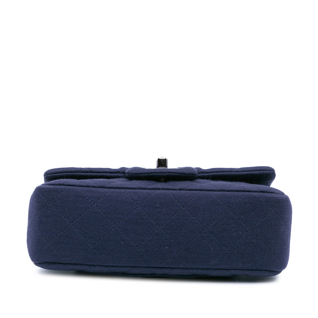 Mini Rectangular Classic Jersey Single Flap Blue - Gaby Paris