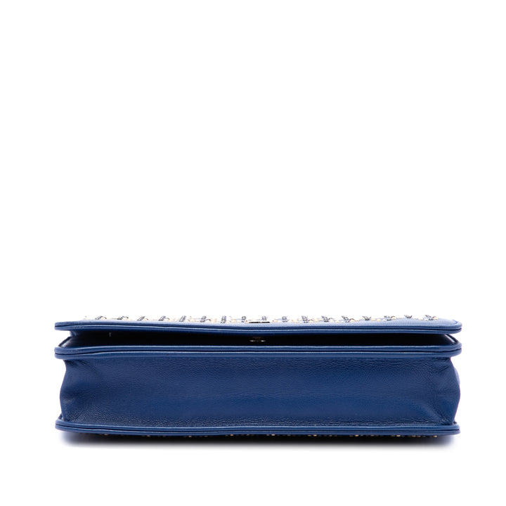 Chanel CC clouté Wallet on Chain Cuir d'agneau Bleu – vue 3 – GABY PARIS
