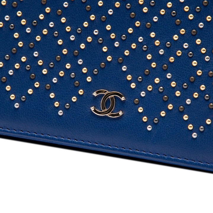 Chanel CC clouté Wallet on Chain Cuir d'agneau Bleu – vue 5 – GABY PARIS