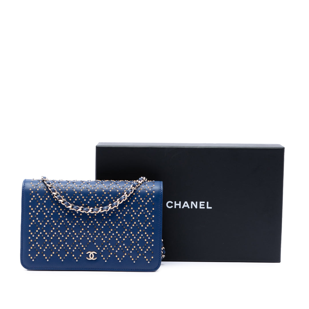 Chanel CC clouté Wallet on Chain Cuir d'agneau Bleu – vue 7 – GABY PARIS