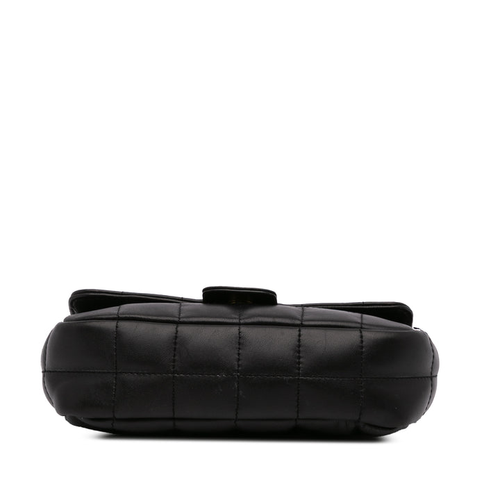 Extra Mini Camellia Choco Bar Lambskin Flap Black - Gaby Paris