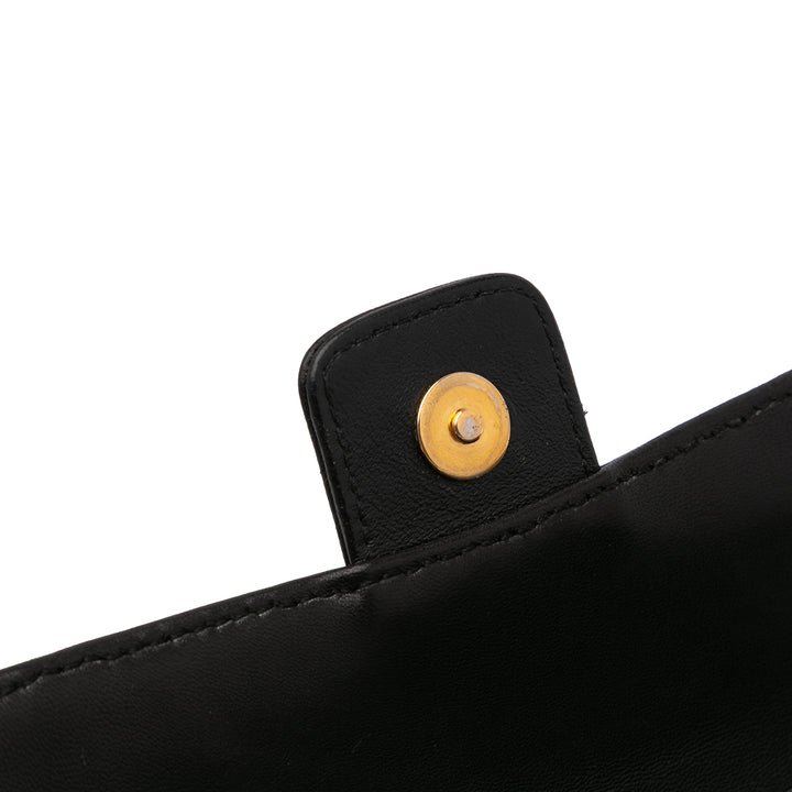 Extra Mini Camellia Choco Bar Lambskin Flap Black - Gaby Paris