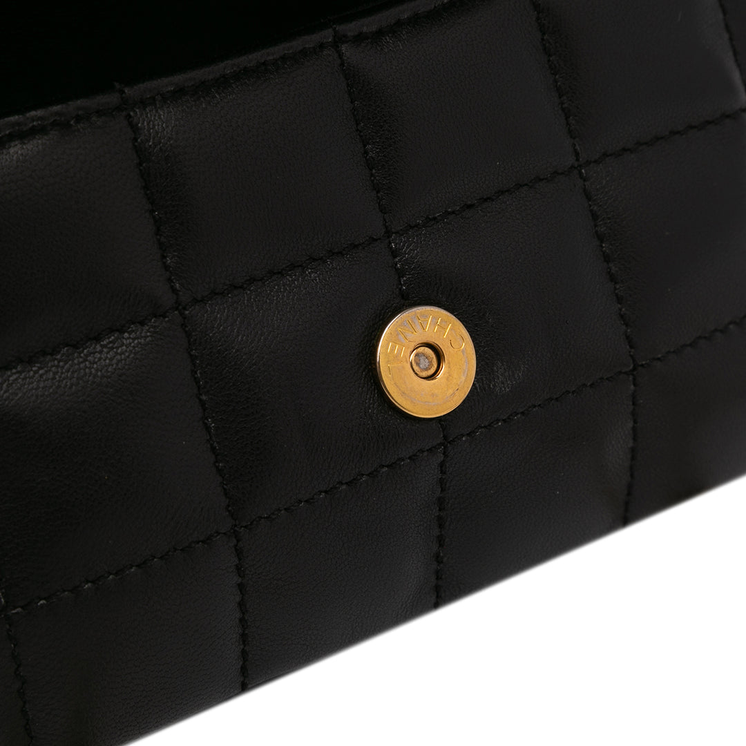 Extra Mini Camellia Choco Bar Lambskin Flap Black - Gaby Paris