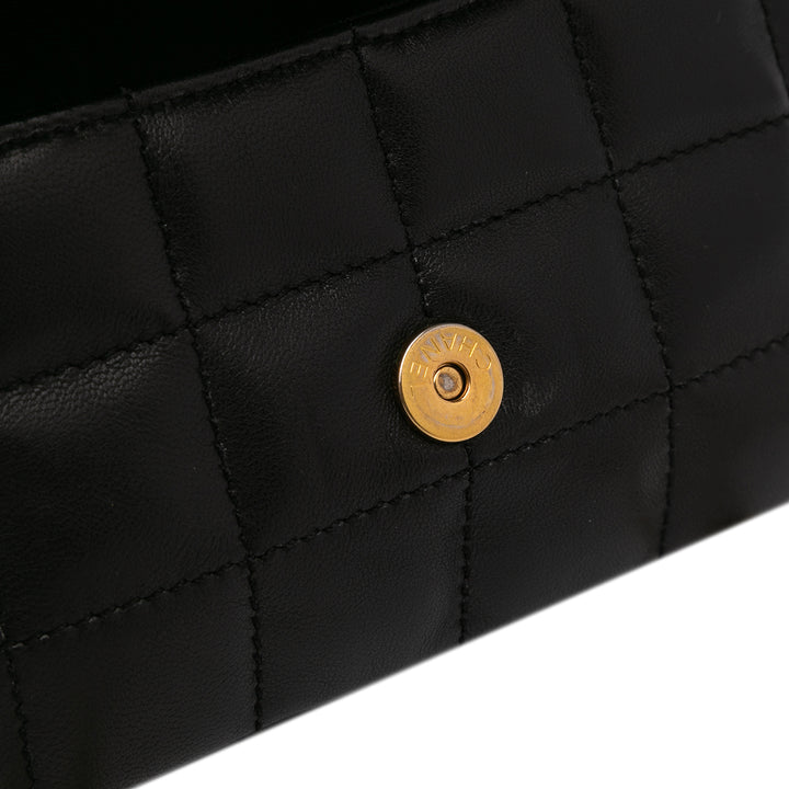Extra Mini Camellia Choco Bar Lambskin Flap Black - Gaby Paris
