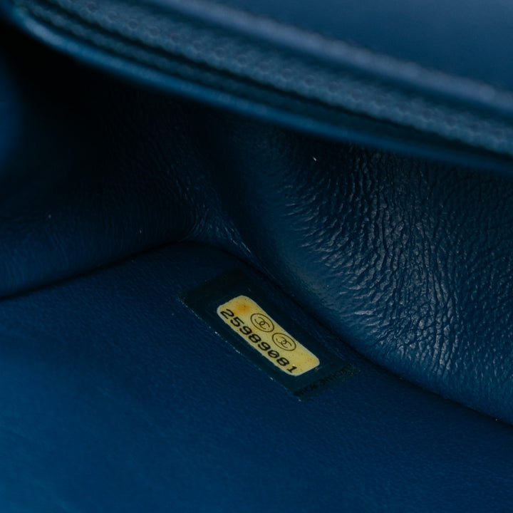 Chanel Mini Rectangular Classic Cuir verni Simple rabat Bleu