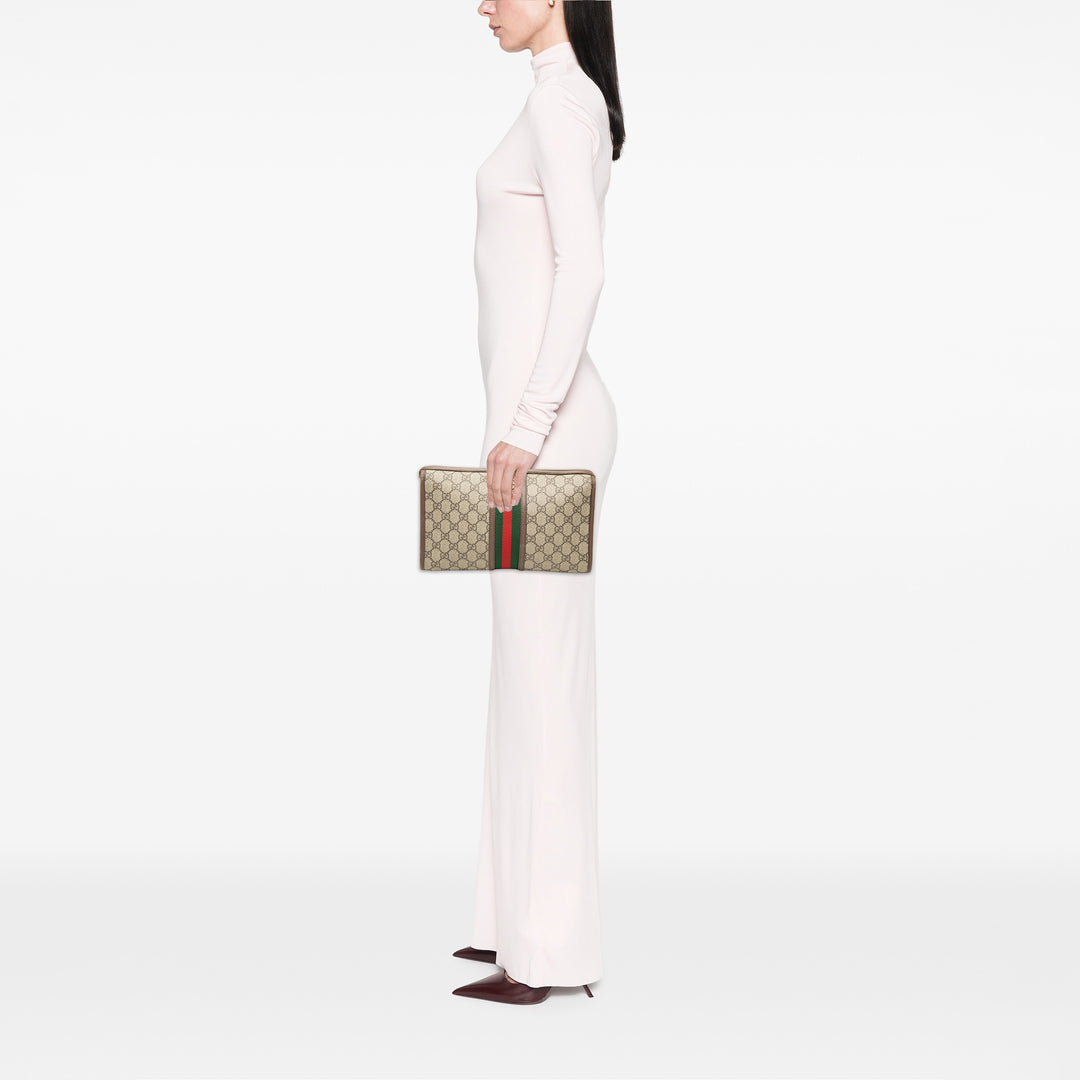 Gucci Web Ophidia Pochette GG Supreme Beige