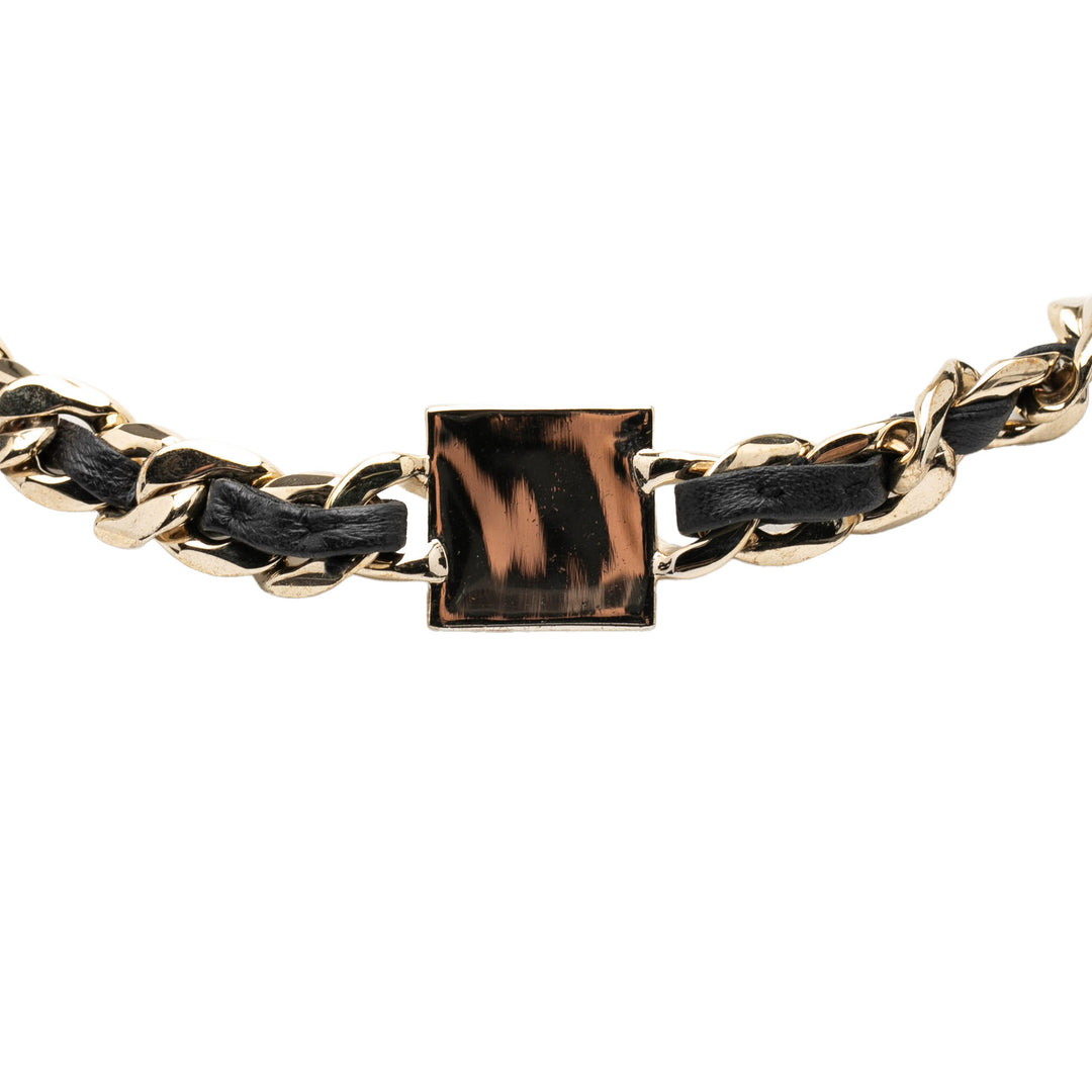 Chanel Cuir d’agneau et plaqué Émail CC Square Choker Collier