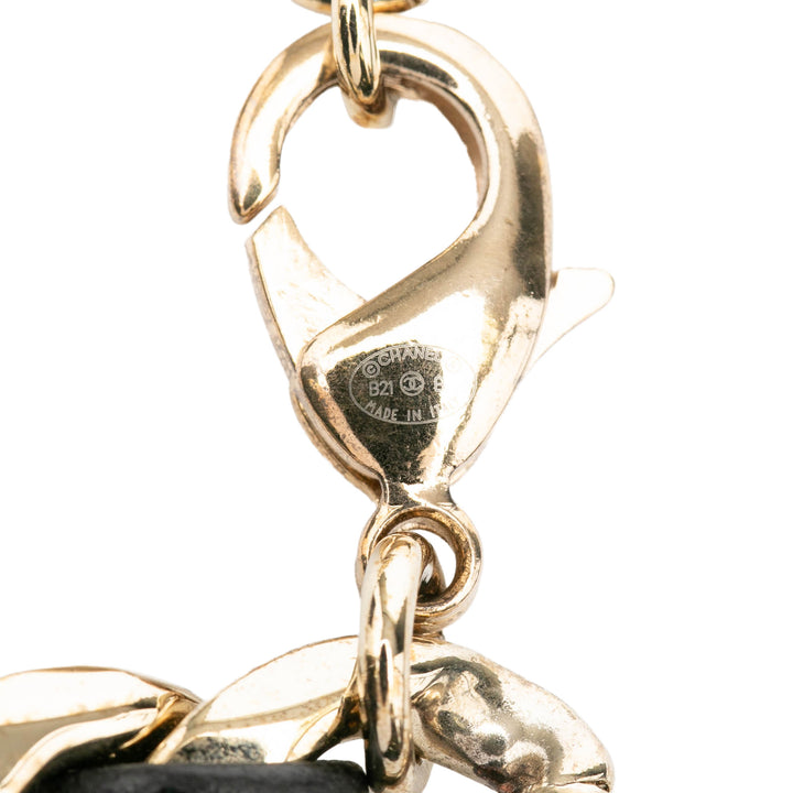 Chanel Cuir d’agneau et plaqué Émail CC Square Choker Collier