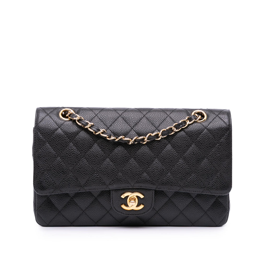 Medium Classic Caviar Double Flap Black - Gaby Paris