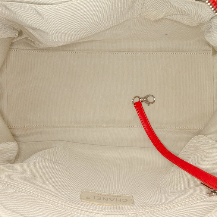 Quilted Washed Lambskin Chain Around Bowler Red - Gaby Paris
