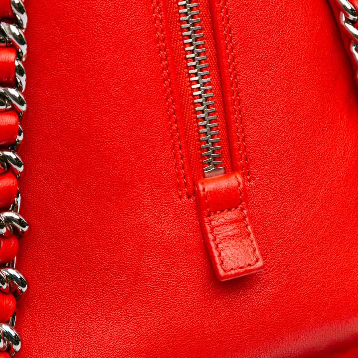 Quilted Washed Lambskin Chain Around Bowler Red - Gaby Paris