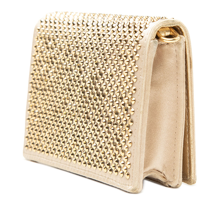 Prada Cristal Embellished Satin Card Holder avec chaîne