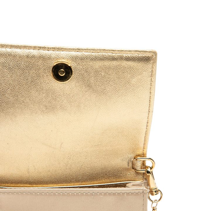 Prada Cristal Embellished Satin Card Holder avec chaîne