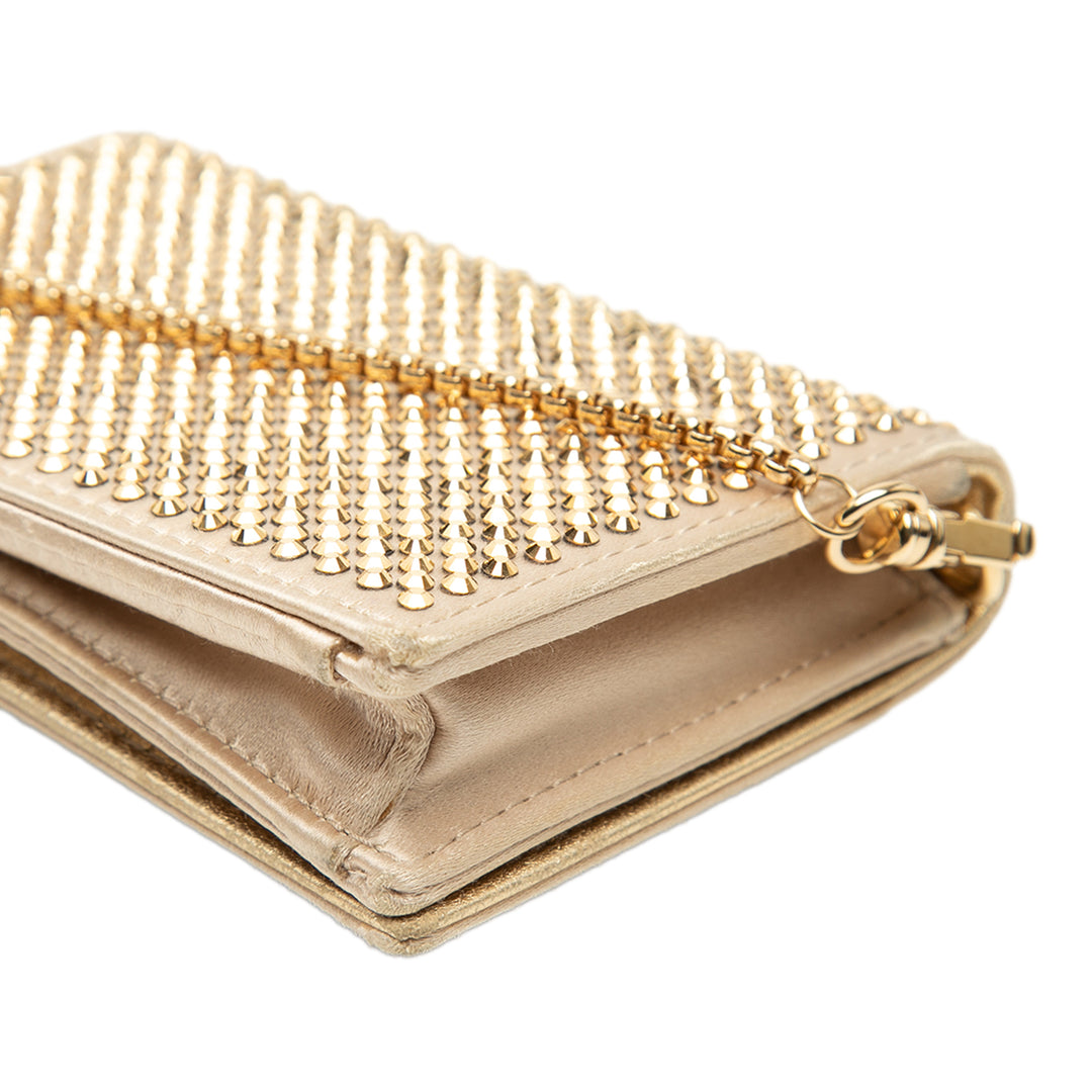 Prada Cristal Embellished Satin Card Holder avec chaîne