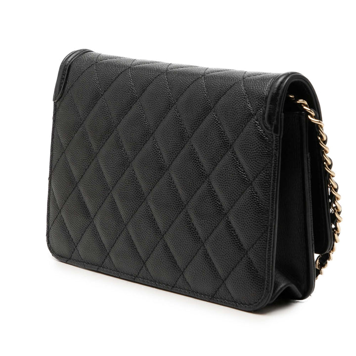 Chanel Caviar CC Filigree Wallet on Chain