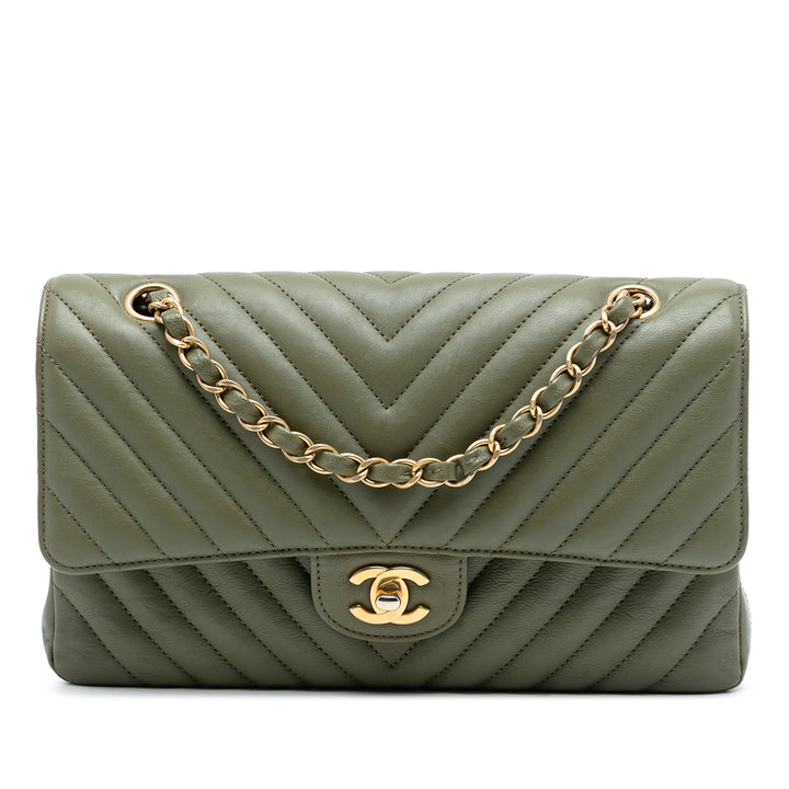 Chanel Medium Classic Chevron Cuir d’agneau Double rabat