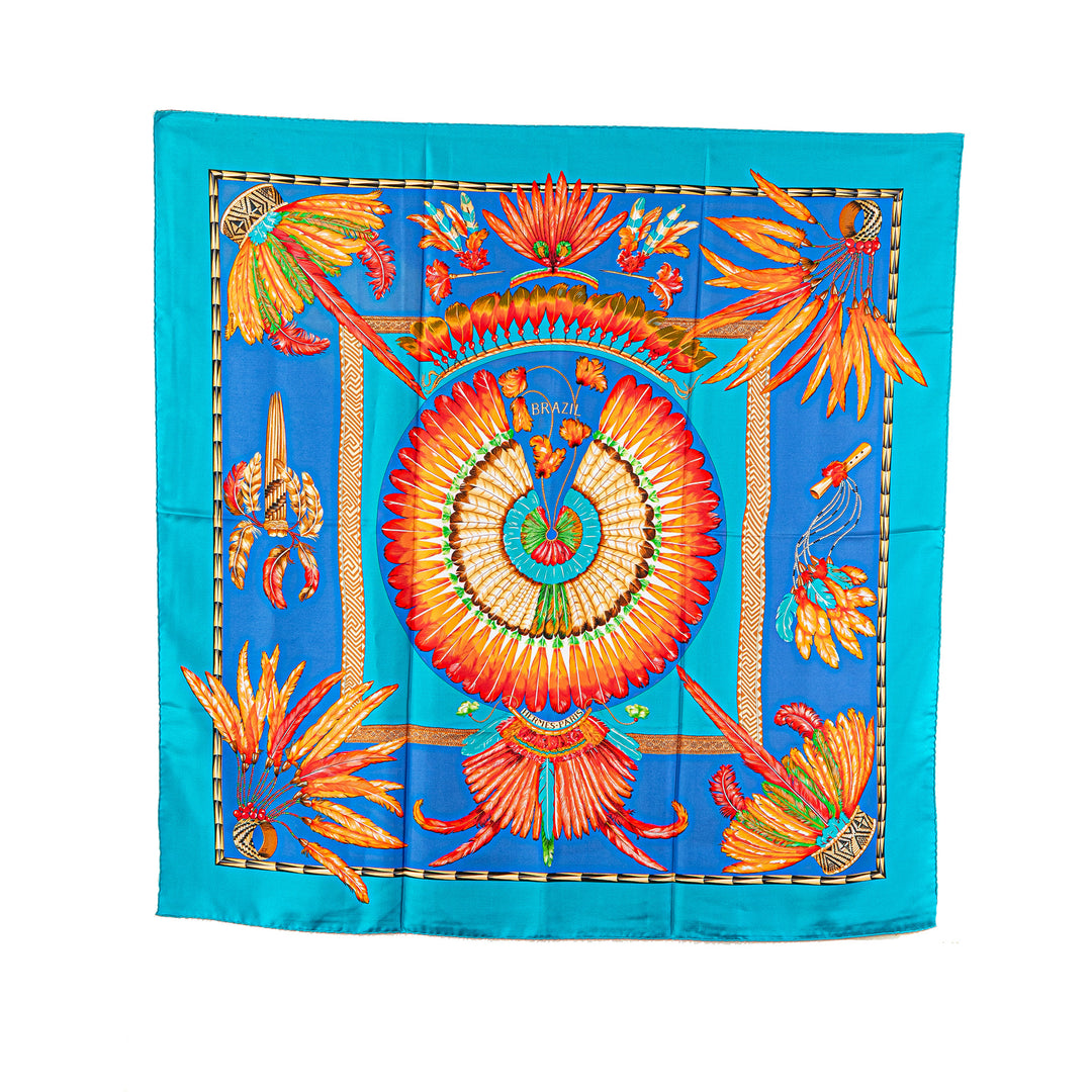 Brazil Silk Scarf Blue - Gaby Paris