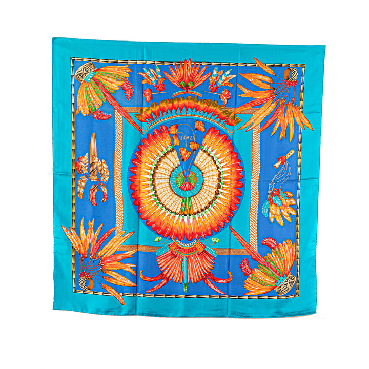 Brazil Silk Scarf Blue - Gaby Paris