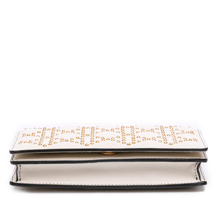 Studded Calfskin Cannage Lady Dior Wallet on Chain White - Gaby Paris