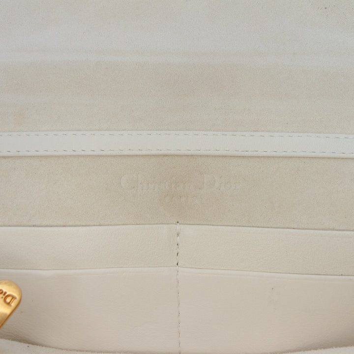 Studded Calfskin Cannage Lady Dior Wallet on Chain White - Gaby Paris