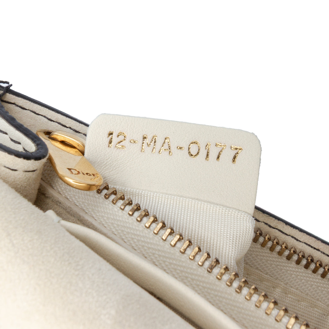 Studded Calfskin Cannage Lady Dior Wallet on Chain White - Gaby Paris