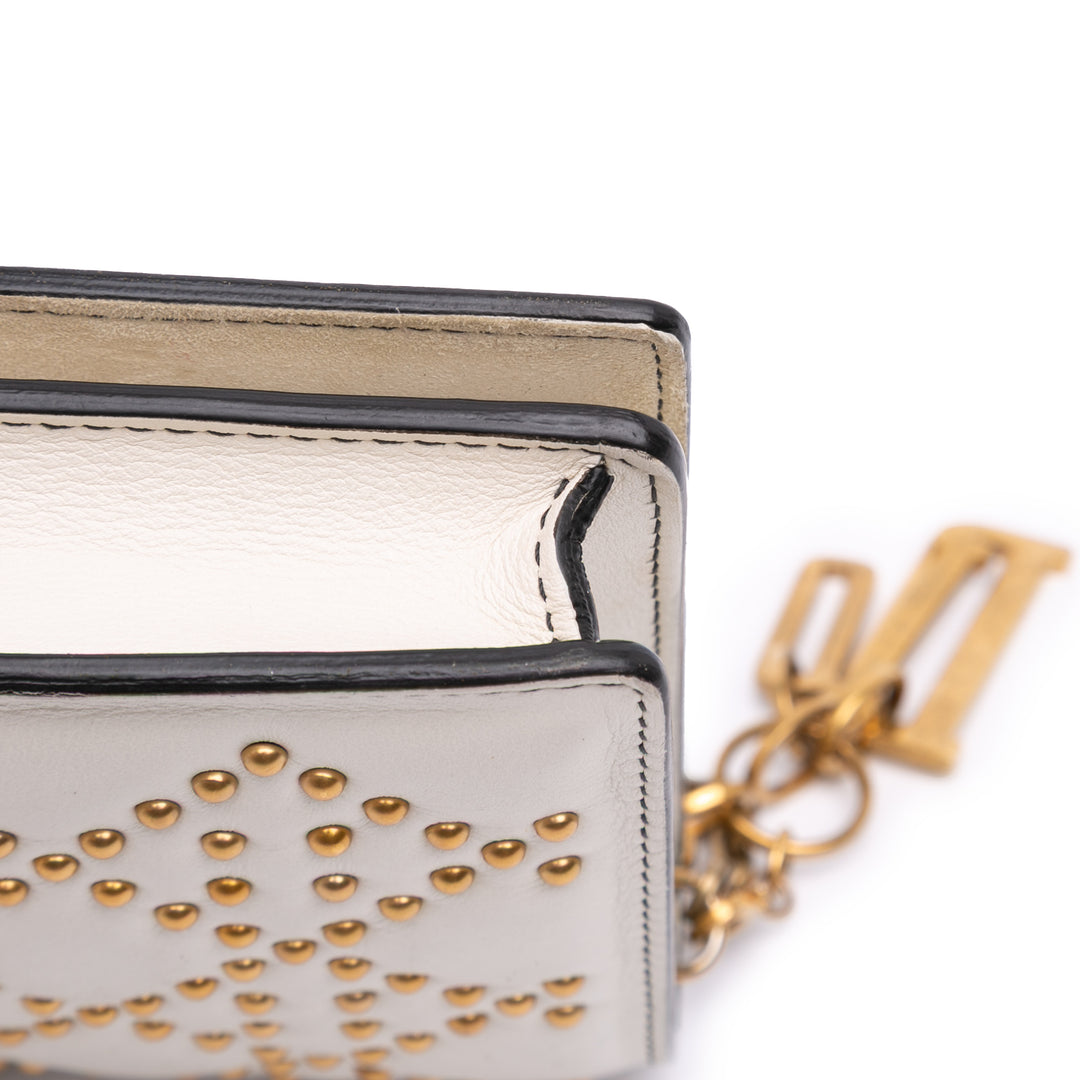 Studded Calfskin Cannage Lady Dior Wallet on Chain White - Gaby Paris
