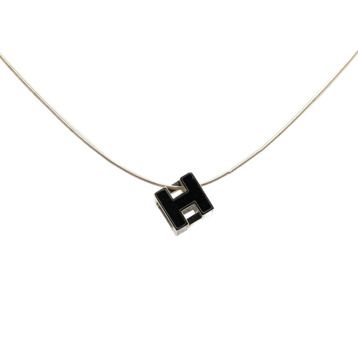 Palladium Plated Cage dH Cube Necklace Black - Gaby Paris