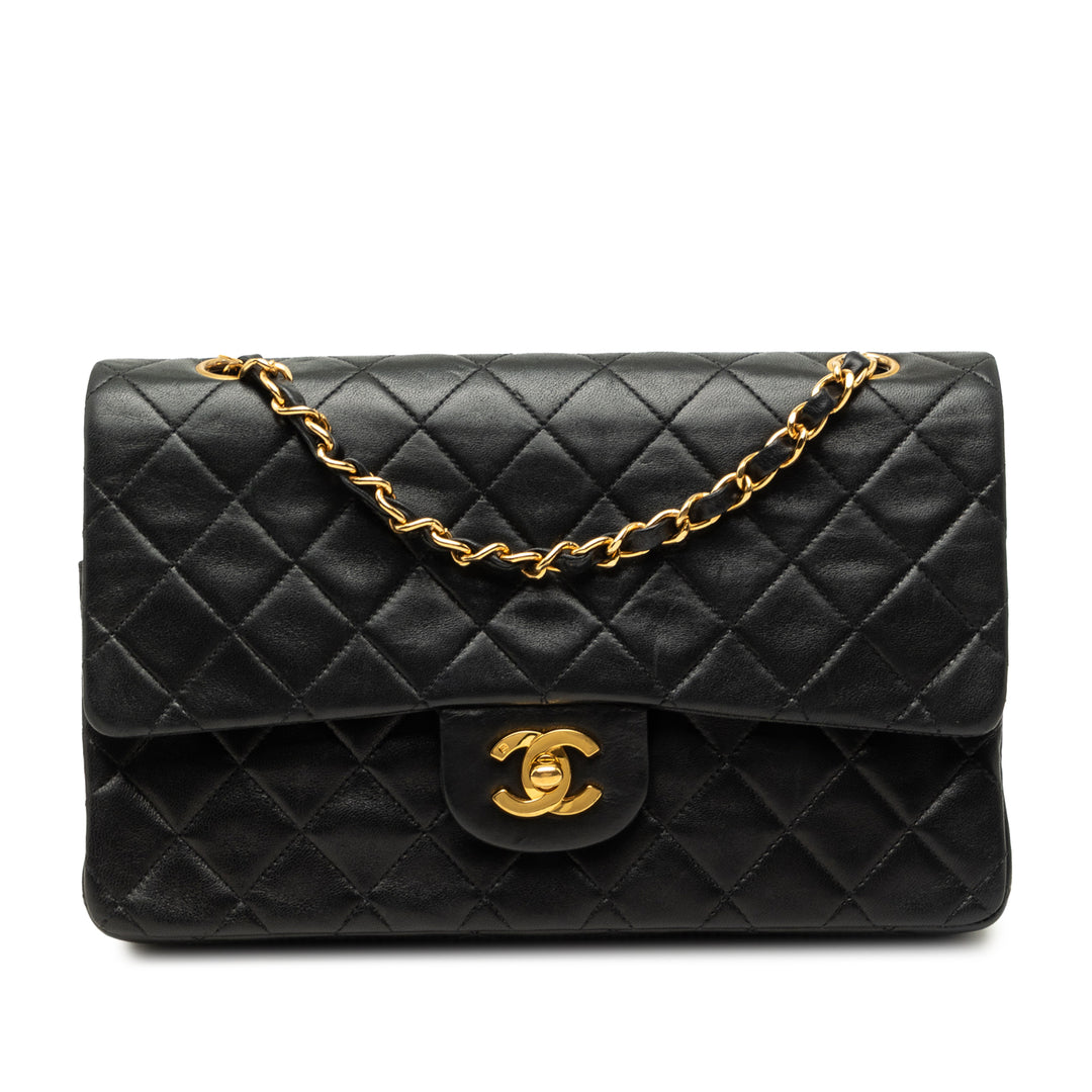 Classic Double rabat Moyen Cuir d'agneau Noir