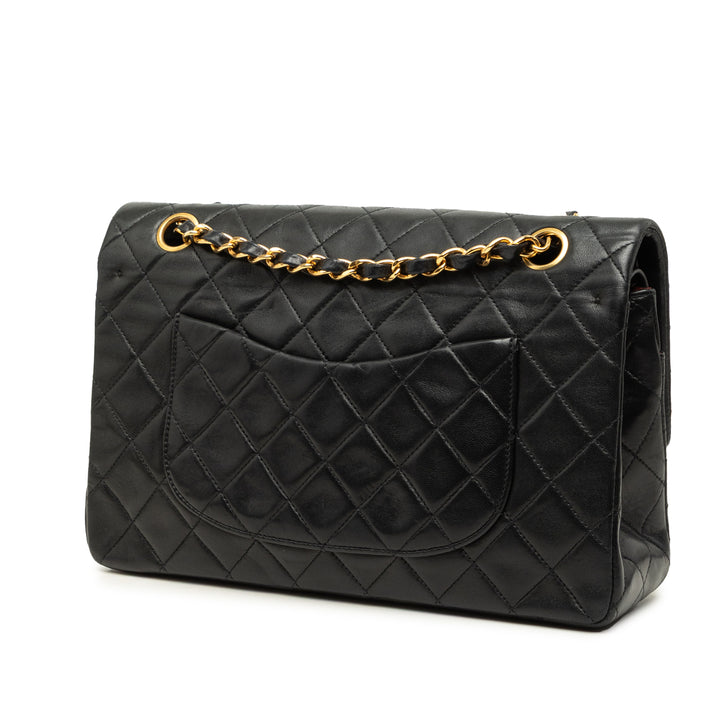 Classic Double rabat Moyen Cuir d'agneau Noir