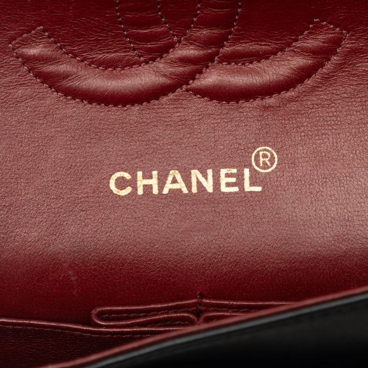 Classic Double rabat Moyen Cuir d'agneau Noir