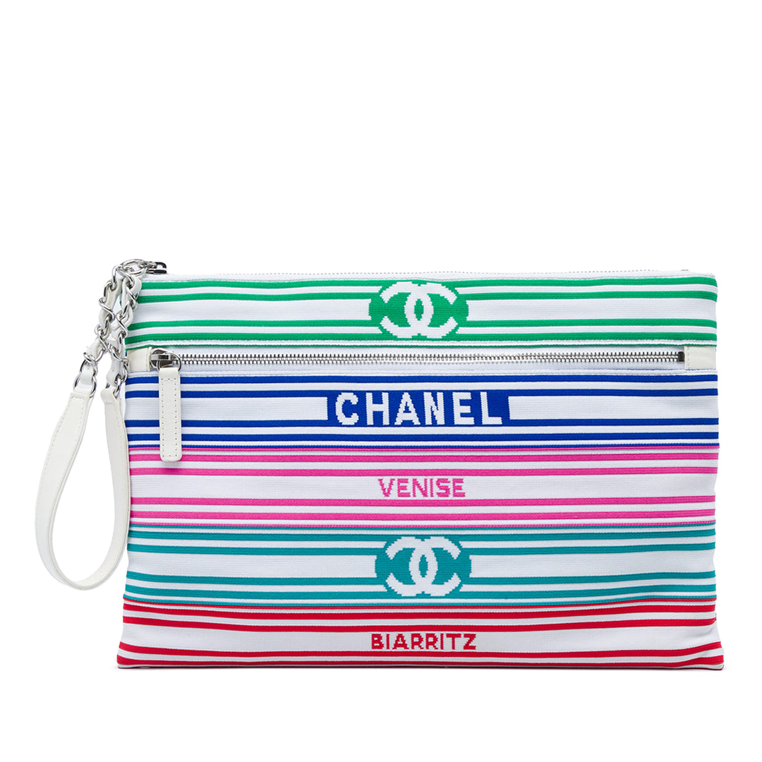 Chanel Venise Biarritz Mixed Fibers Pochette Blanc – vue principale – GABY PARIS