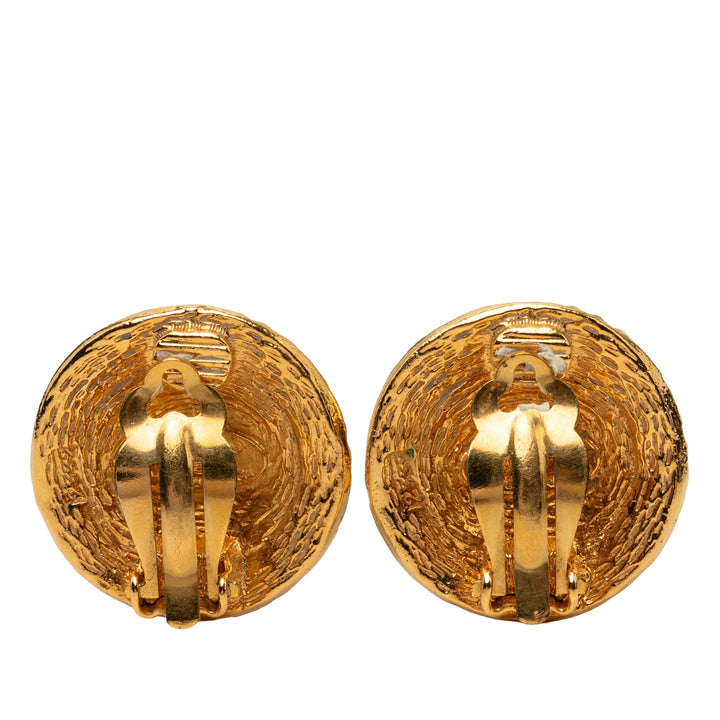 Chanel CC plaqué Rond Clip On Boucles d’oreilles