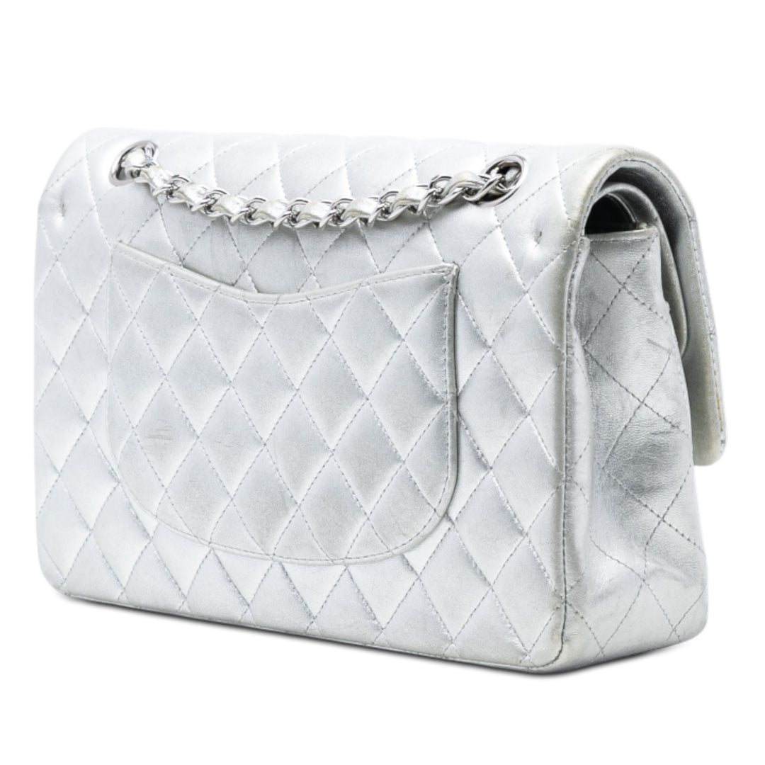 Chanel Medium Classic Metallic Cuir d’agneau Double rabat