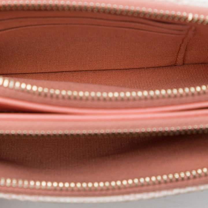 Chanel Raffia Deauville Double Zip Pochette avec chaîne