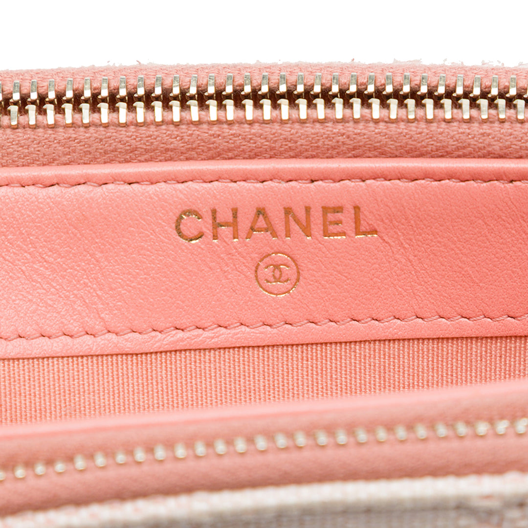 Chanel Raffia Deauville Double Zip Pochette avec chaîne