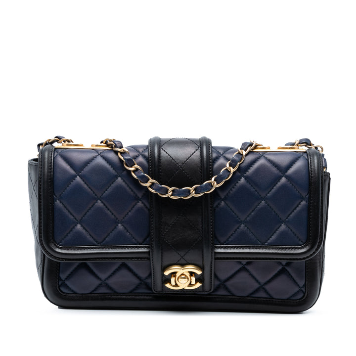 Chanel Medium Bicolor Quilted Cuir d’agneau Elegant CC Flap Bleu – GABY PARIS Authentique