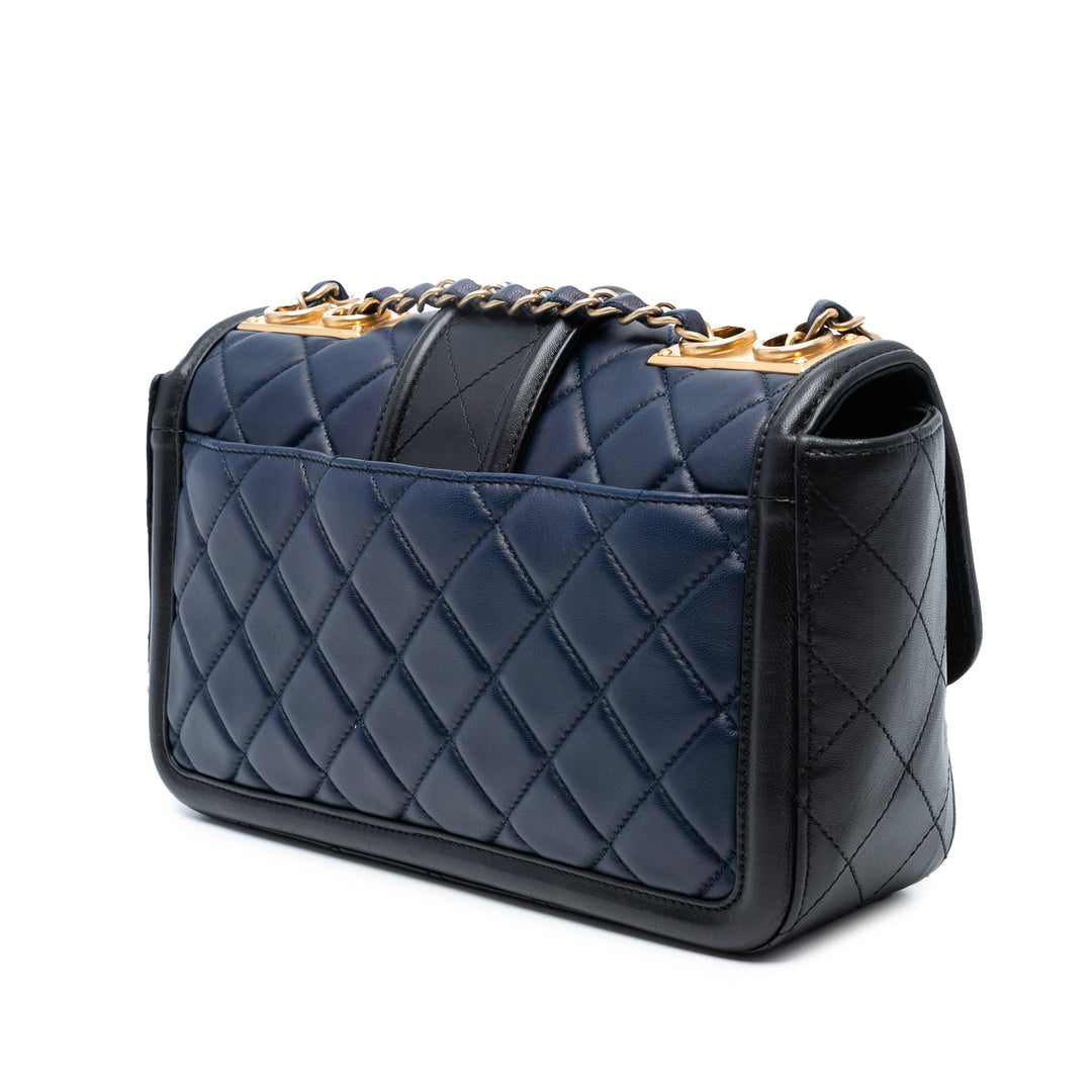 Chanel Medium Bicolor Quilted Cuir d’agneau Elegant CC Flap Bleu – GABY PARIS Authentique