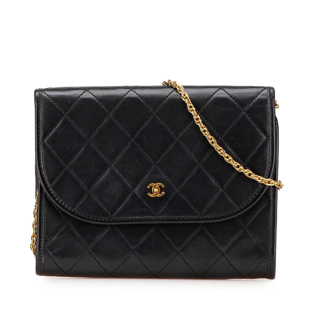 Mini CC Quilted Lambskin Round Flap Black - Gaby Paris