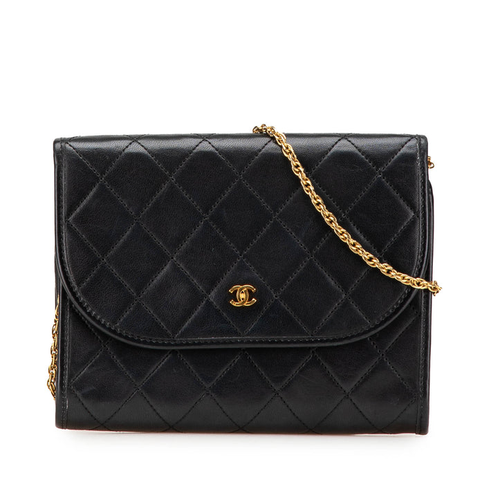 Mini CC Quilted Lambskin Round Flap Black - Gaby Paris